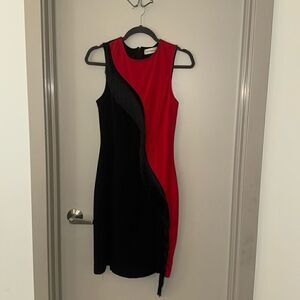 Black & Red Fringe Dress Size: S